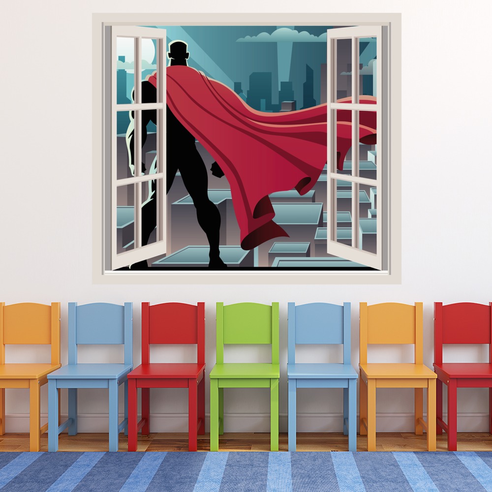 Superman Superhero 3D Window Wall Sticker | Icon Wall Stickers